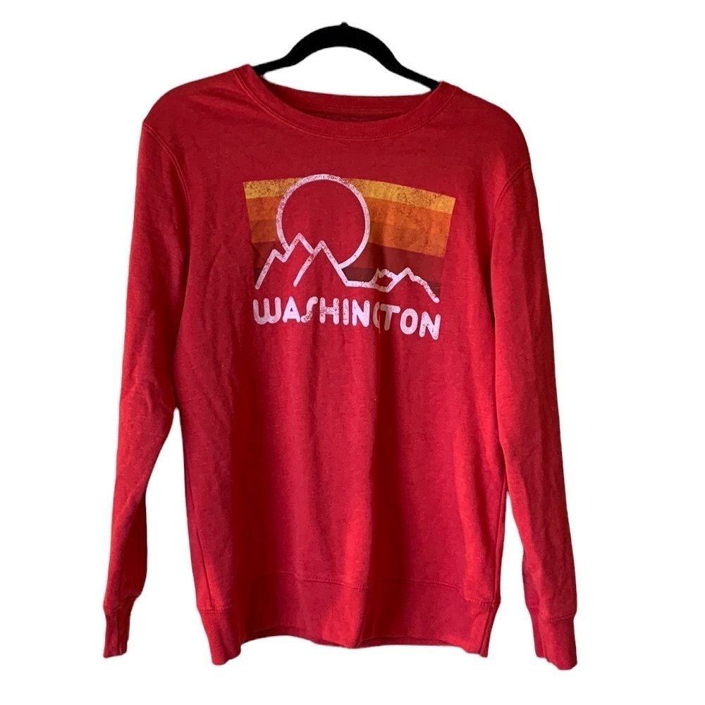 Home Free Washington State Retro Graphic Crew Neck Sweatshirt Red Small NWOT